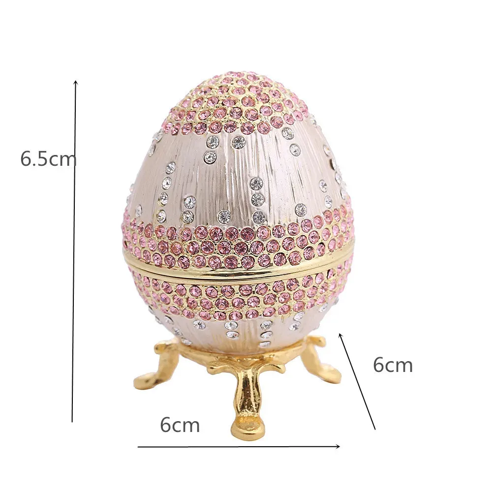 Easter Egg Enamel Painted Metal Home Decor Ishtar Catholic Church Utensils Orthodox Jewelry Box Rhinestones Trinket Craft Gift