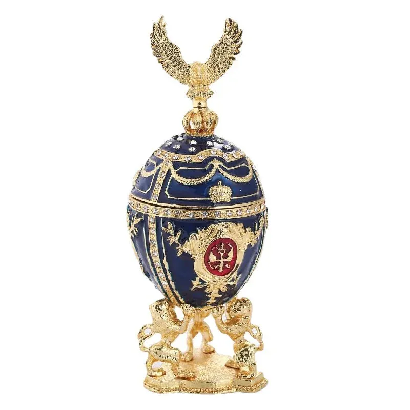 Easter Egg Enamel Painted Metal Home Decor Ishtar Catholic Church Utensils Orthodox Jewelry Box Rhinestones Trinket Craft Gift