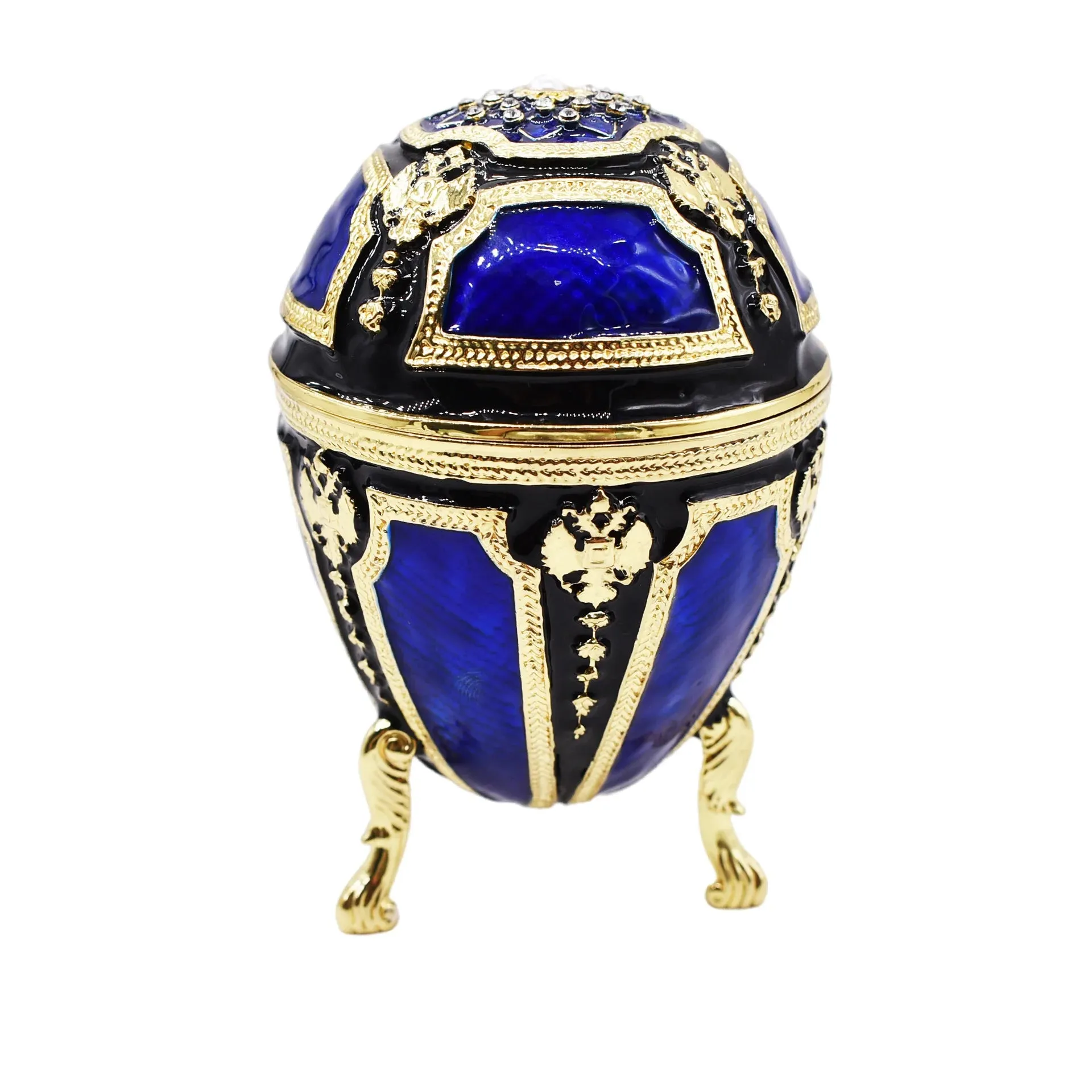 Easter Egg Enamel Painted Metal Home Decor Ishtar Catholic Church Utensils Orthodox Jewelry Box Rhinestones Trinket Craft Gift