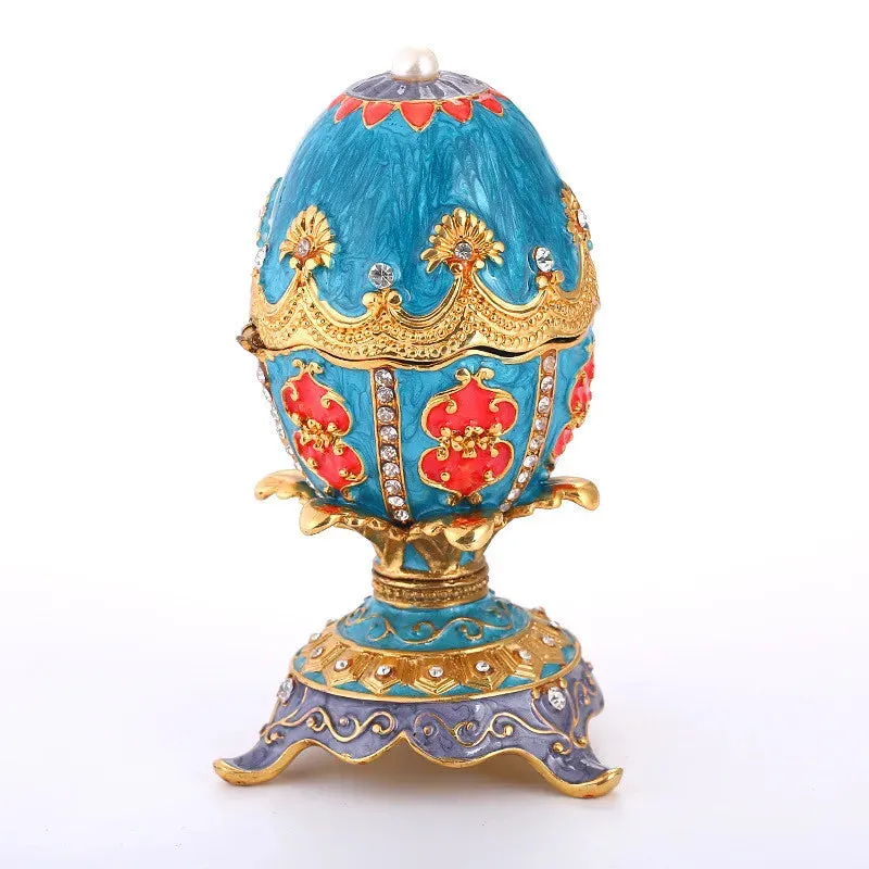 Easter Egg Enamel Painted Metal Home Decor Ishtar Catholic Church Utensils Orthodox Jewelry Box Rhinestones Trinket Craft Gift