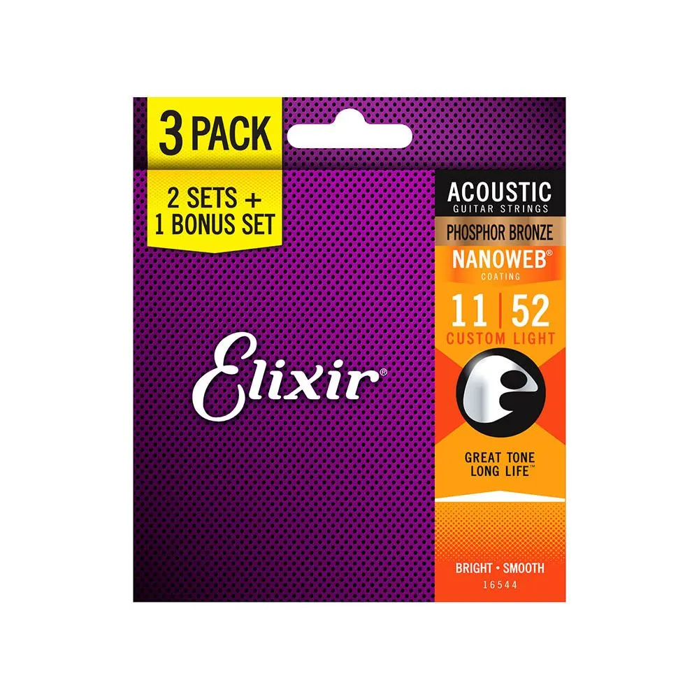 Elixir 16544 3 for 2 Phosphor Bronze .011-.052