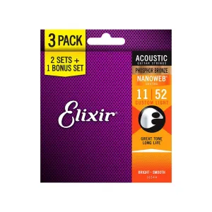 Elixir 16544 3 for 2 Phosphor Bronze .011-.052