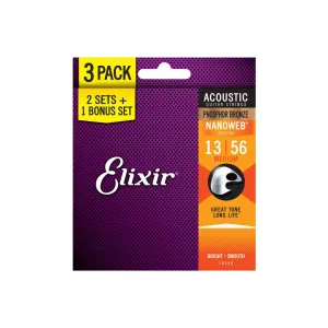 Elixir 16546 3 for 2 Phosphor Bronze .013-.056