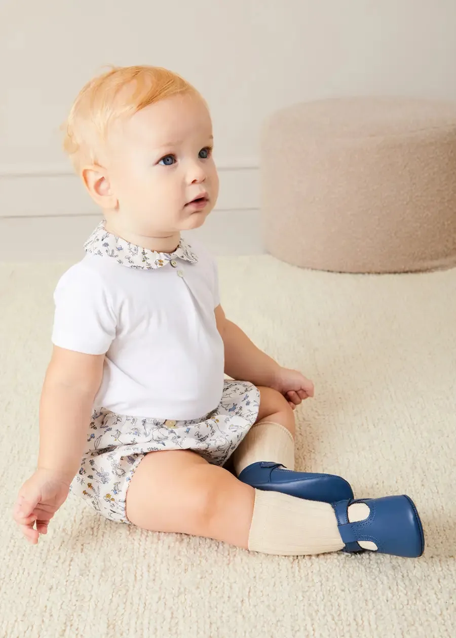 Ellis Short Sleeve Bodysuit with Printed Collar Made with Liberty Fabric