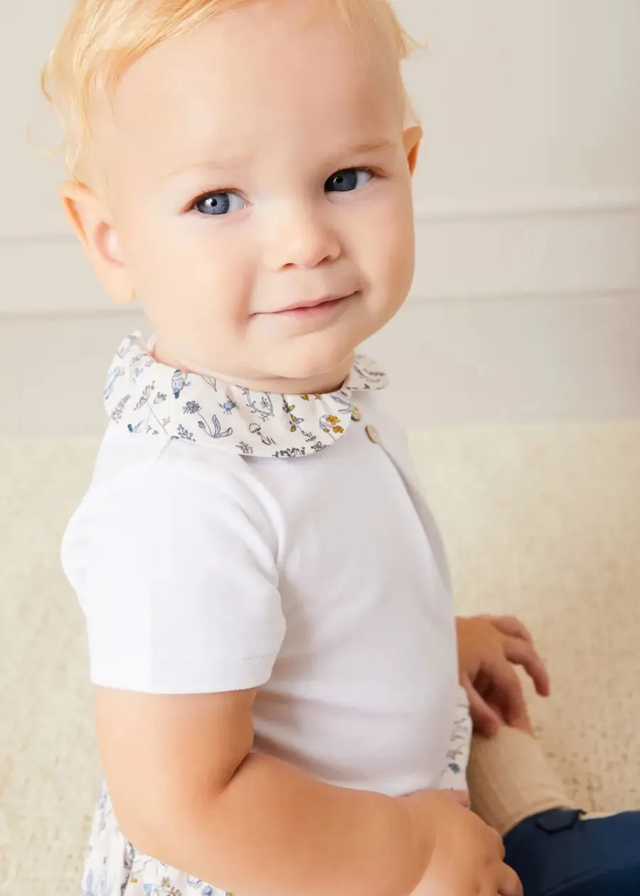 Ellis Short Sleeve Bodysuit with Printed Collar Made with Liberty Fabric