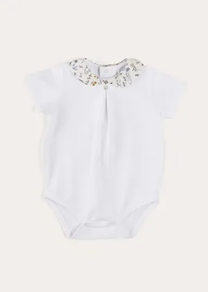 Ellis Short Sleeve Bodysuit with Printed Collar Made with Liberty Fabric
