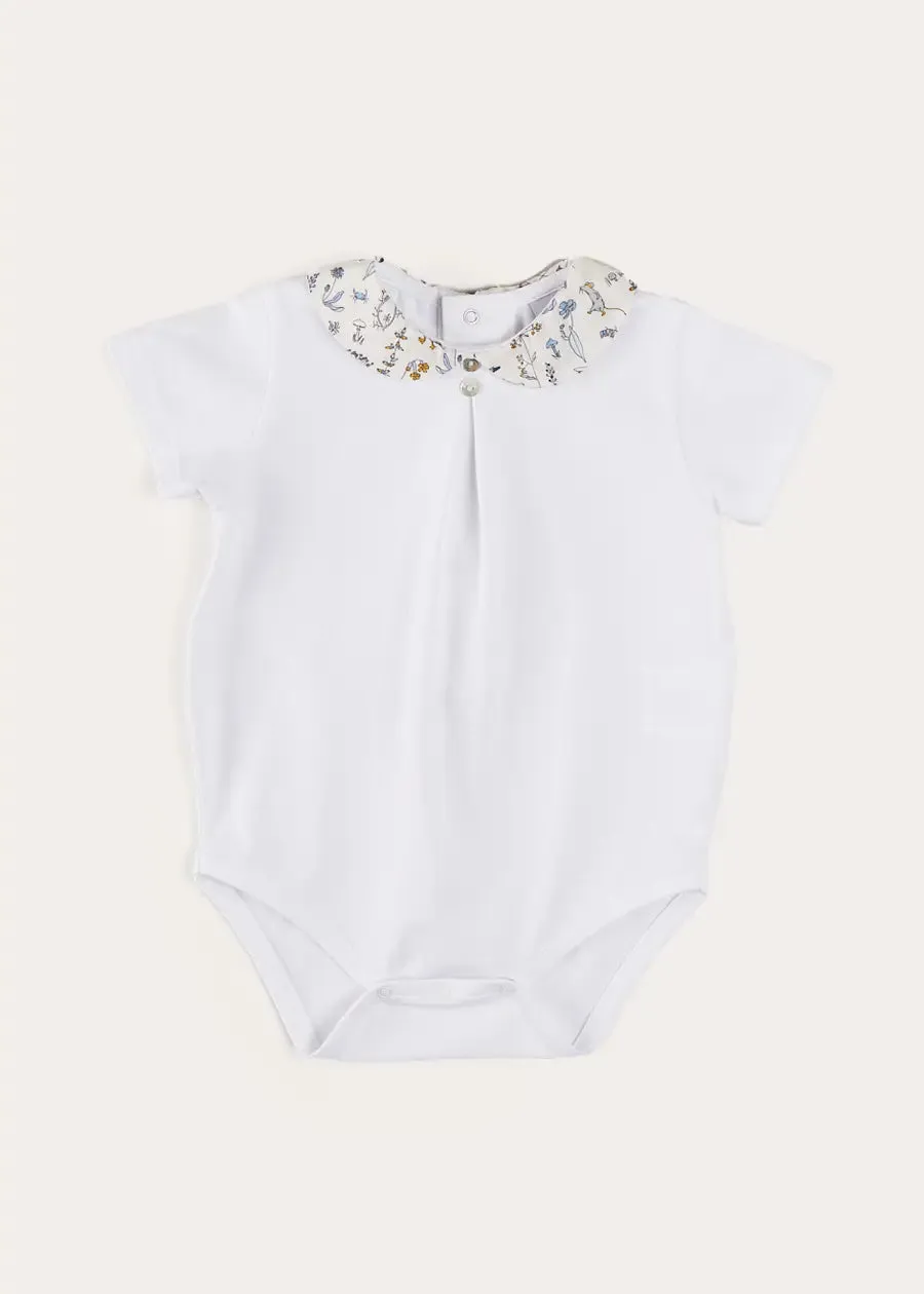 Ellis Short Sleeve Bodysuit with Printed Collar Made with Liberty Fabric