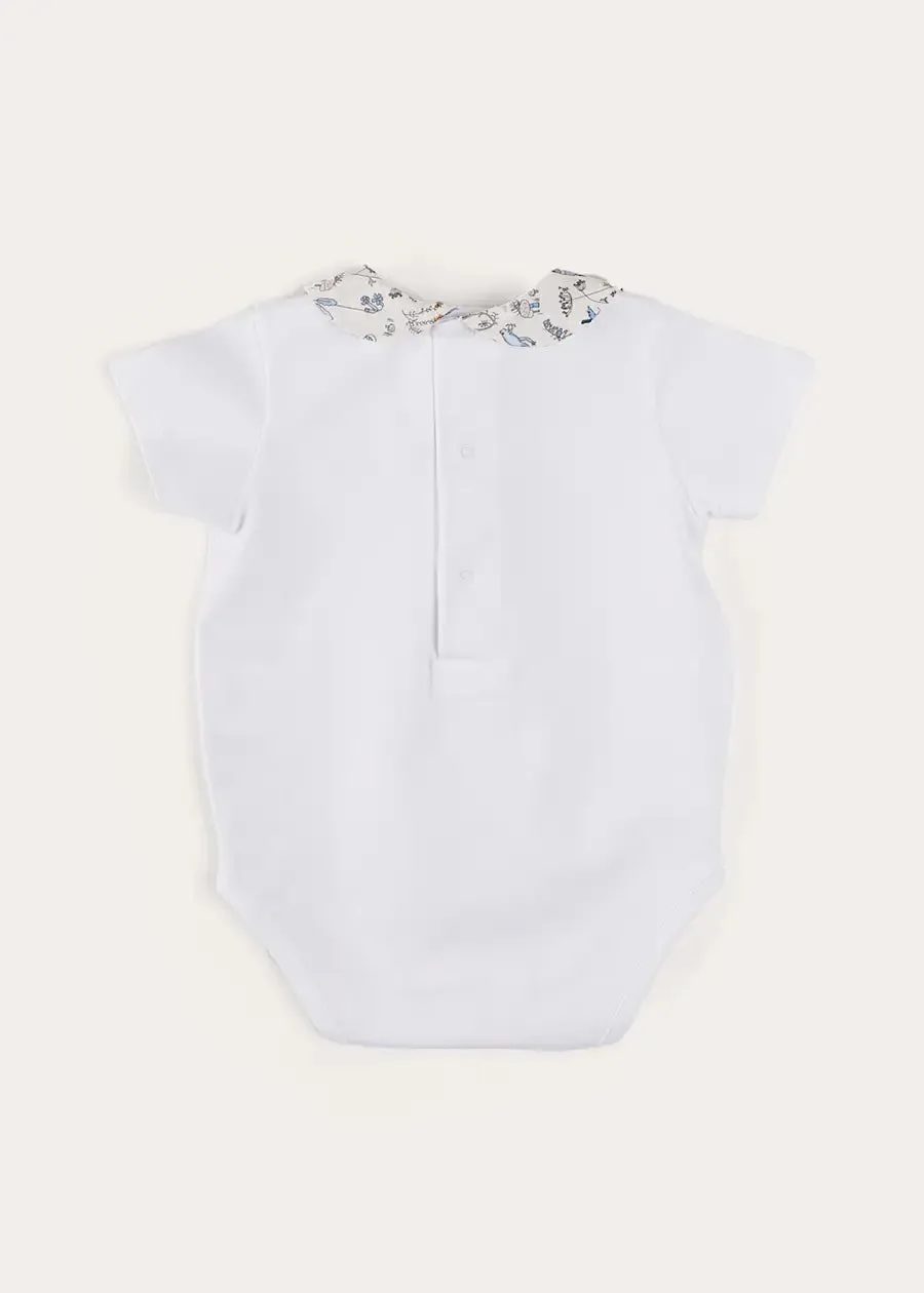 Ellis Short Sleeve Bodysuit with Printed Collar Made with Liberty Fabric