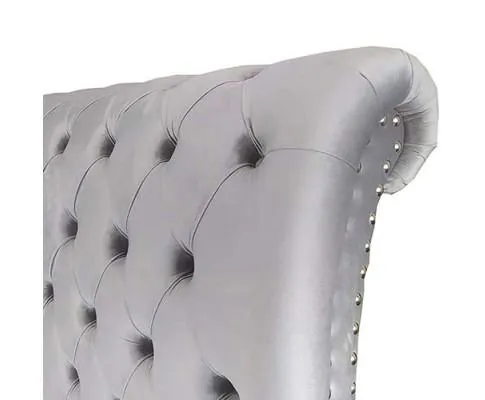 Elsa Bedframe Velvet Fabric Navy Grey
