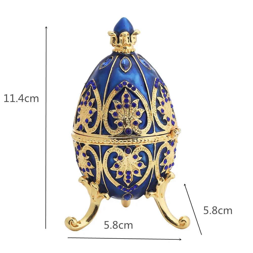 Enamel Easter Egg Home Decor Metal Crafts Catholic Church Utensils Jewelry Box Diamond Inlaid Ornaments Orthdox Gift