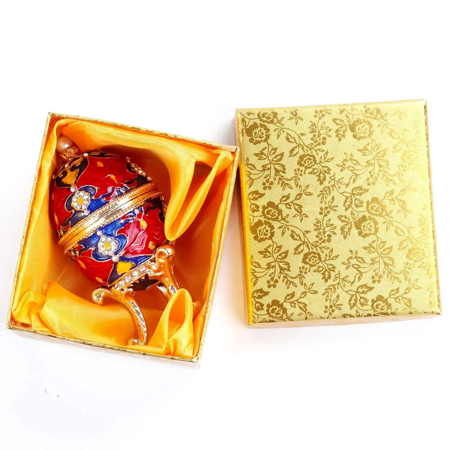 Enamel Easter Egg Home Decor Metal Crafts Catholic Church Utensils Jewelry Box Diamond Inlaid Ornaments Orthdox Gift