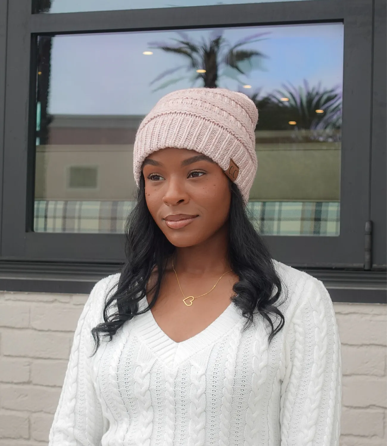 Everyday Knitted Beanie(Light Pink)