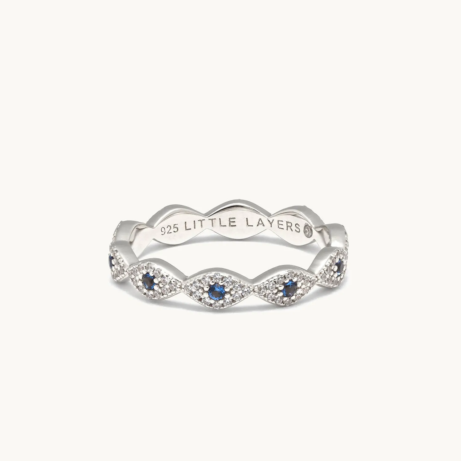 Evil Eye All Around Ring- Silver
