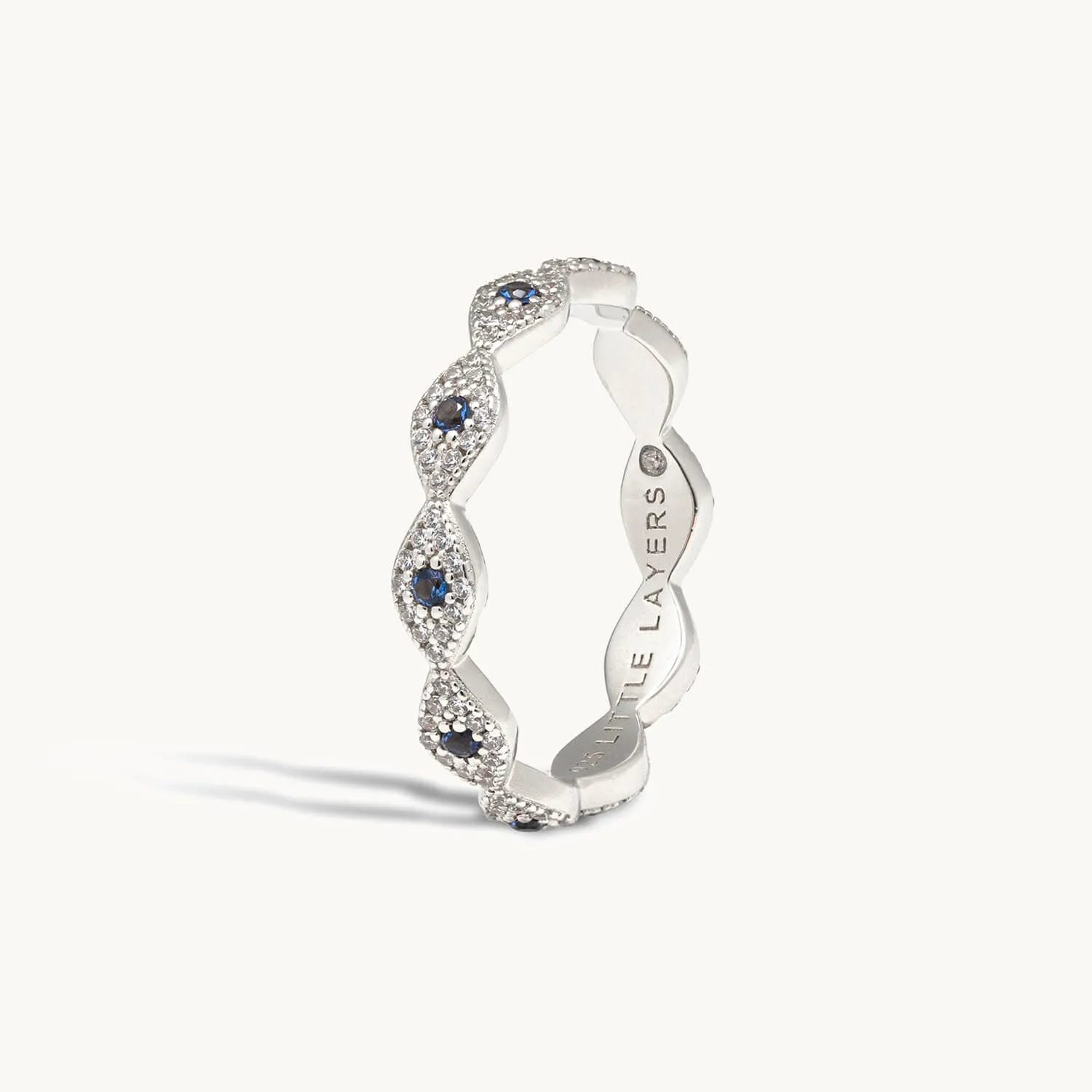 Evil Eye All Around Ring- Silver