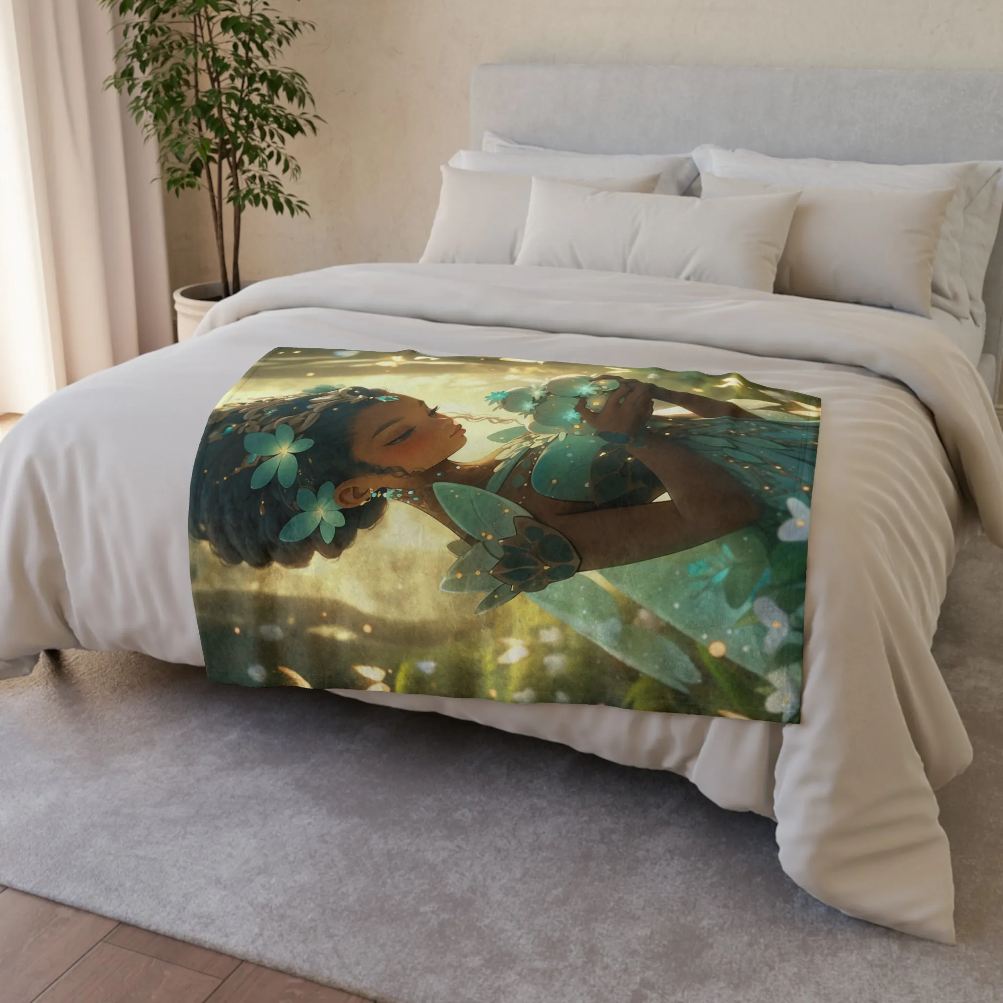 Fae land Companion Green Dew  Polyester BlanketSoft Polyester Blanket