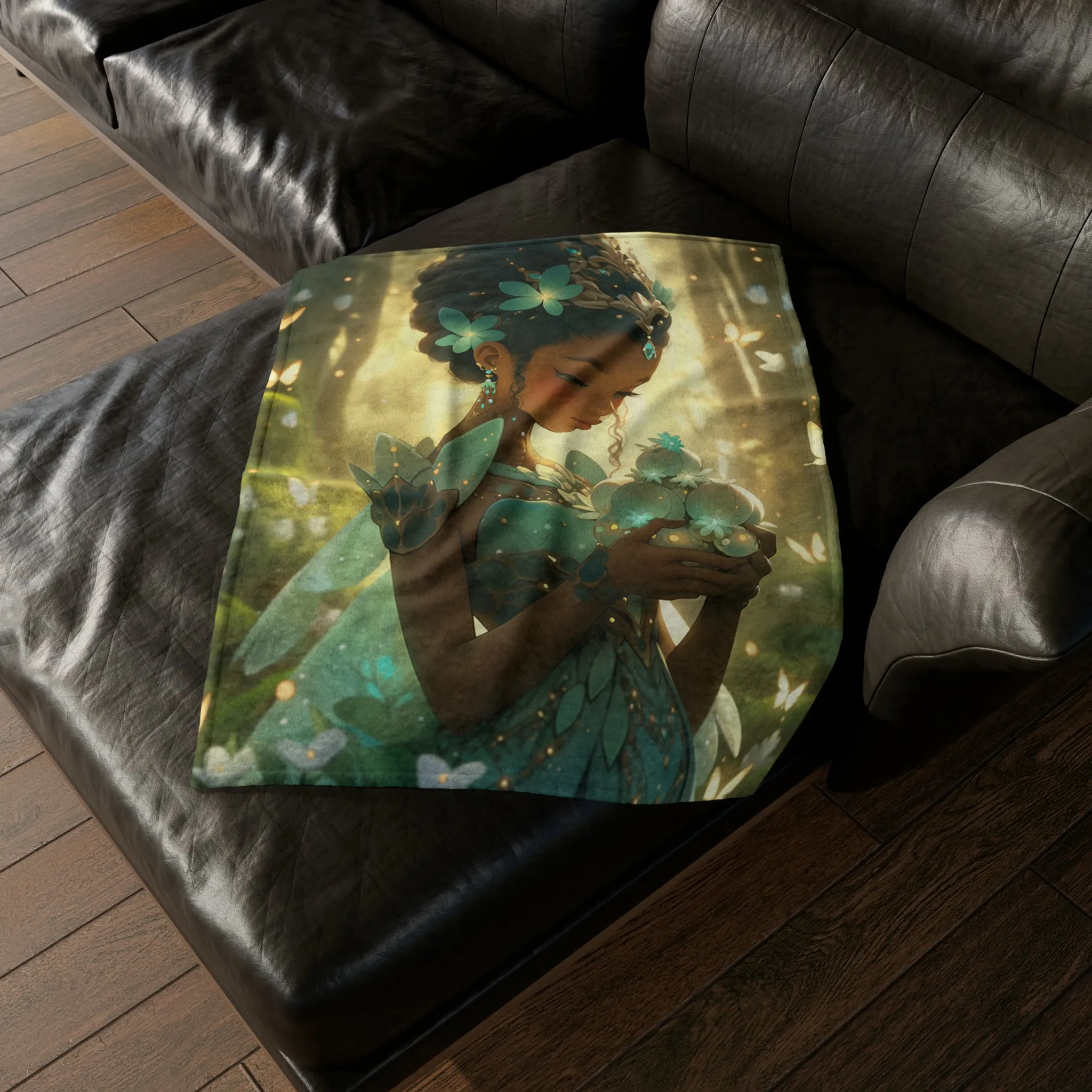 Fae land Companion Green Dew  Polyester BlanketSoft Polyester Blanket