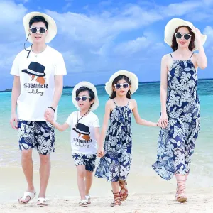 Family Matching Summer Blue Floral Set