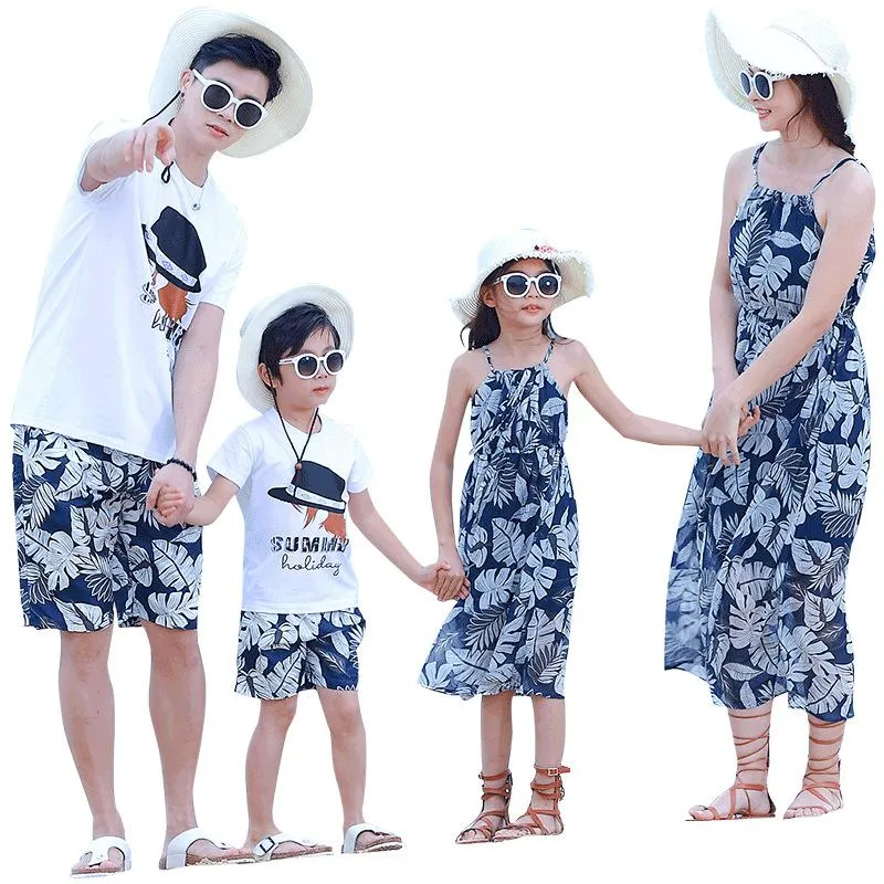Family Matching Summer Blue Floral Set