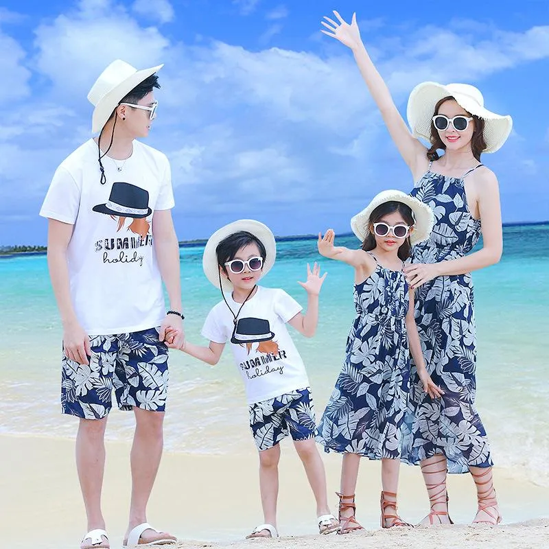 Family Matching Summer Blue Floral Set
