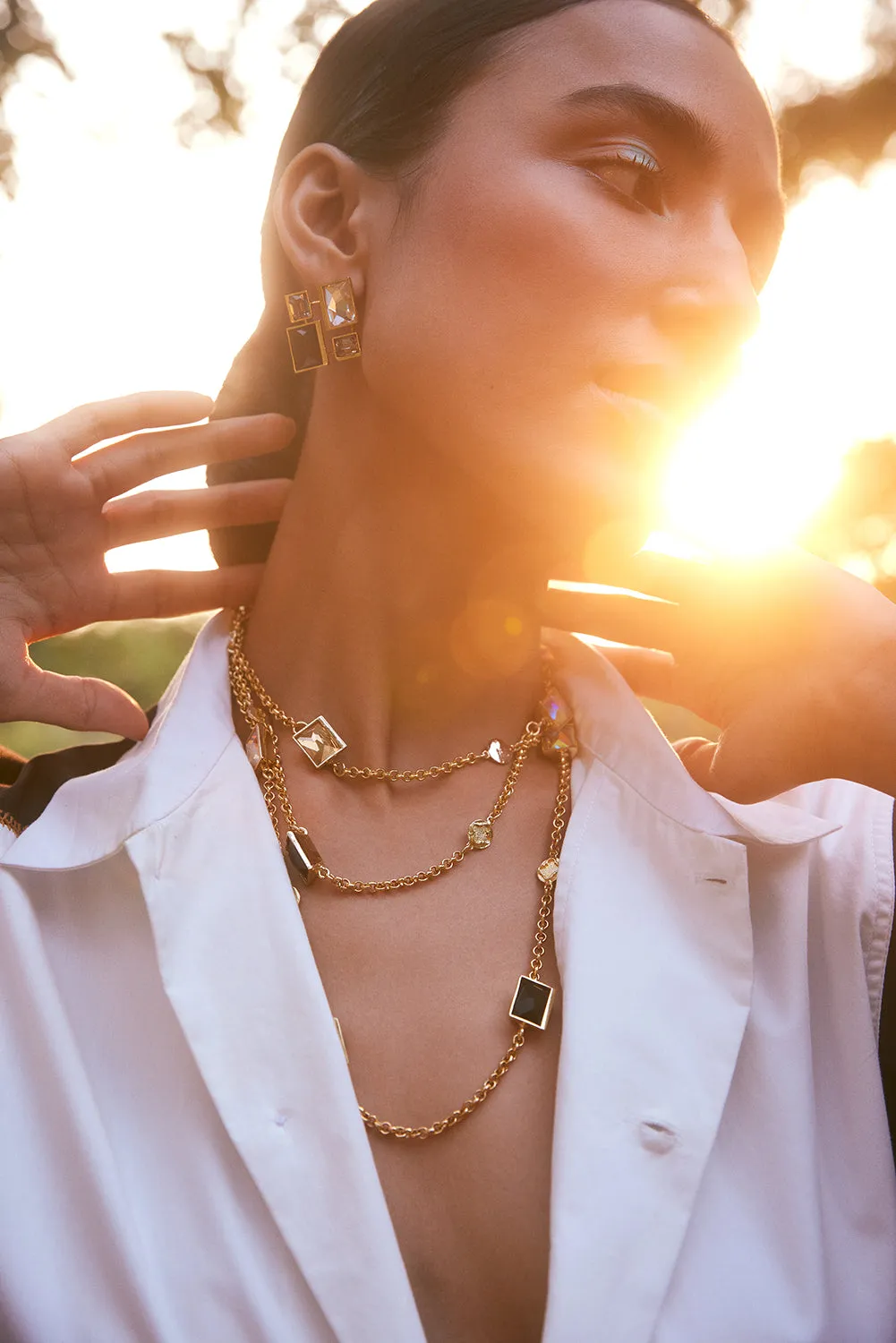 Fashion Jewelry-18k Gold Plated-Earring-Infinity Crystal Signature-Multi-VOYCE1046-Fashion Edit Voyce