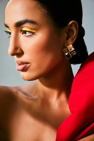 Fashion Jewelry-18k Gold Plated-Earring-Infinity Crystal Signature-Multi-VOYCE1046-Fashion Edit Voyce