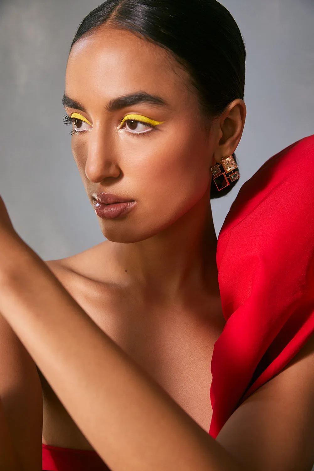 Fashion Jewelry-18k Gold Plated-Earring-Infinity Crystal Signature-Multi-VOYCE1046-Fashion Edit Voyce