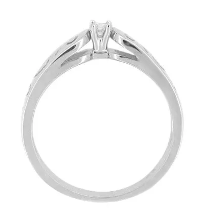 Filigree Scrolls Diamond Promise Ring in White Gold - 10K or 14K