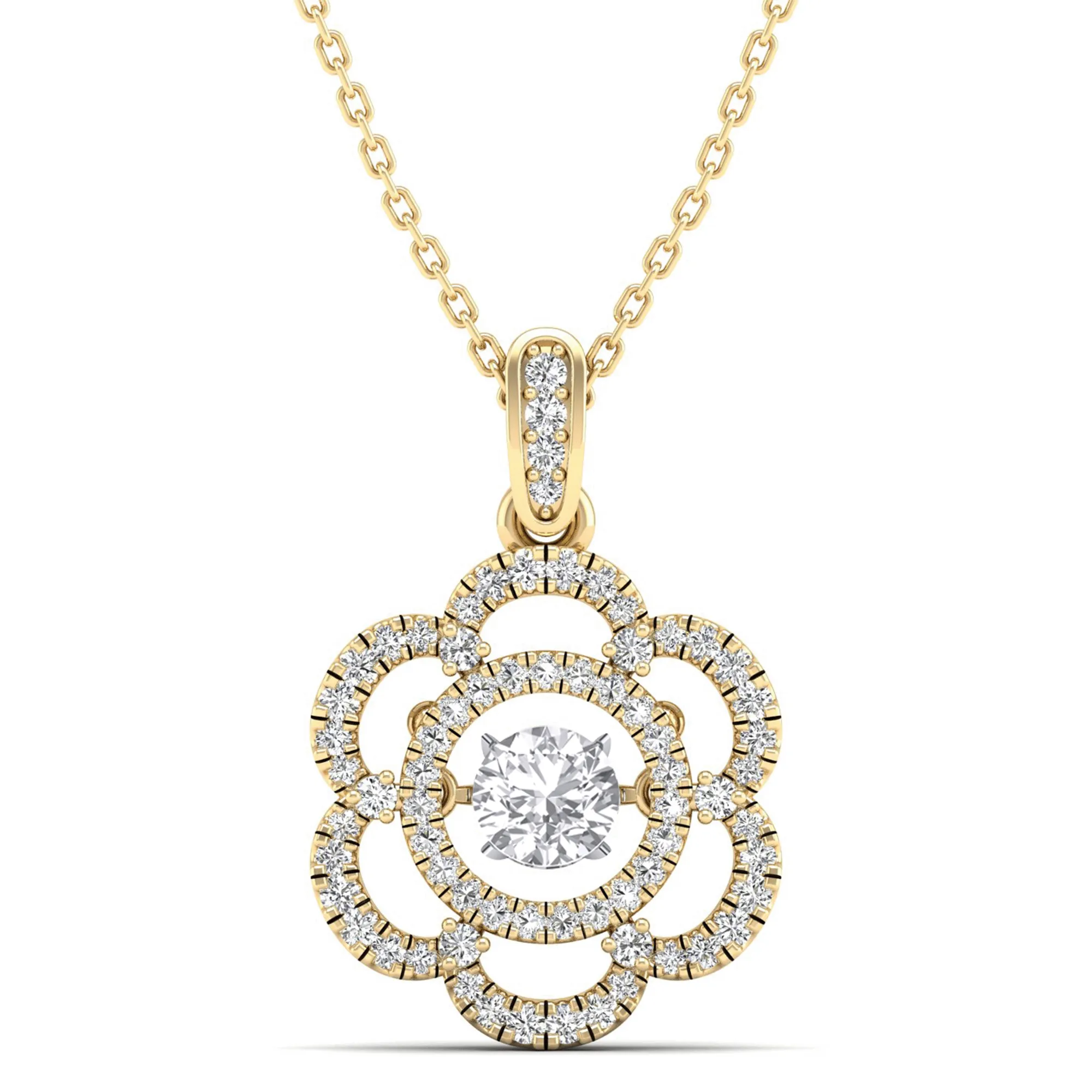 Floral Infinity Dancing Diamond Pendant