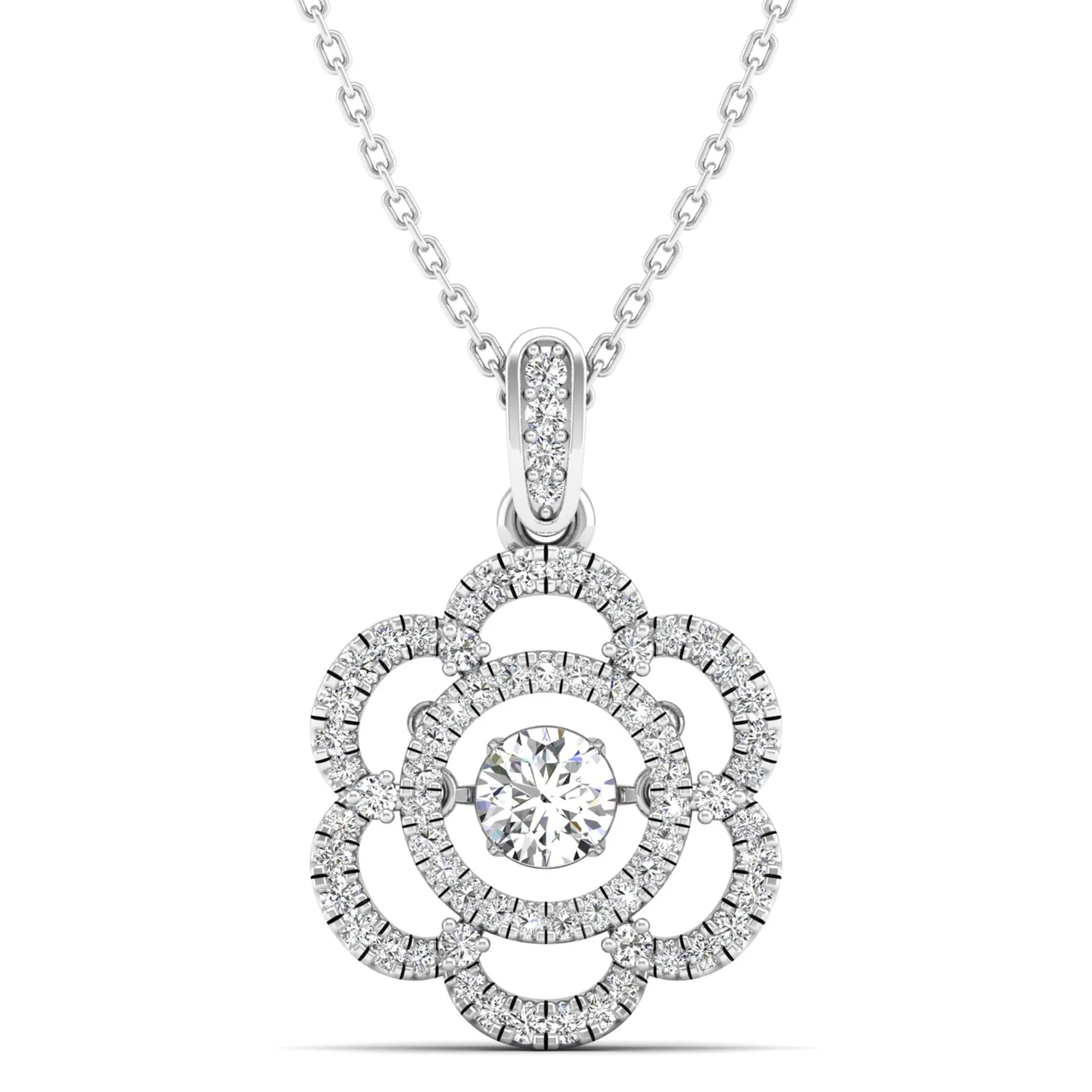 Floral Infinity Dancing Diamond Pendant