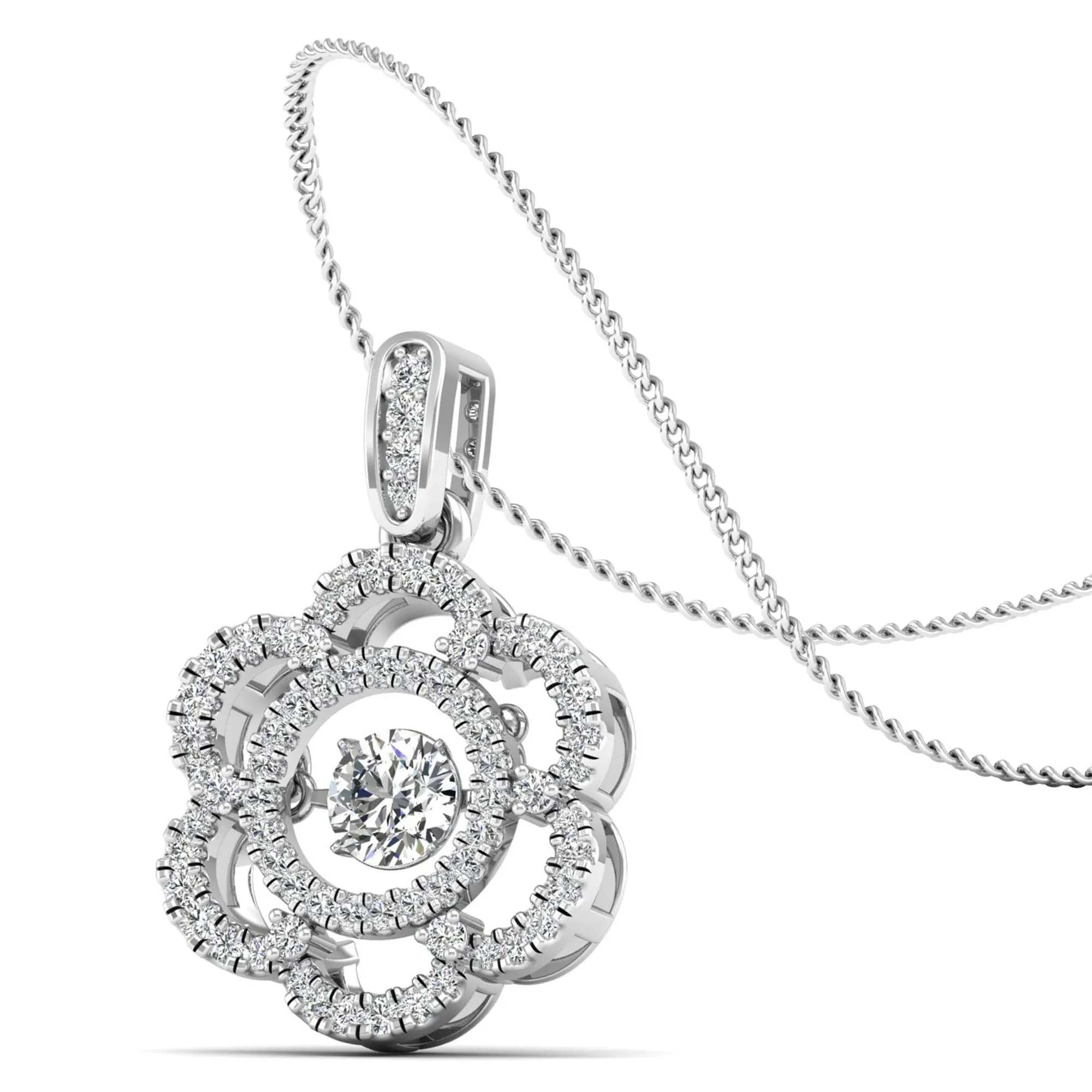 Floral Infinity Dancing Diamond Pendant