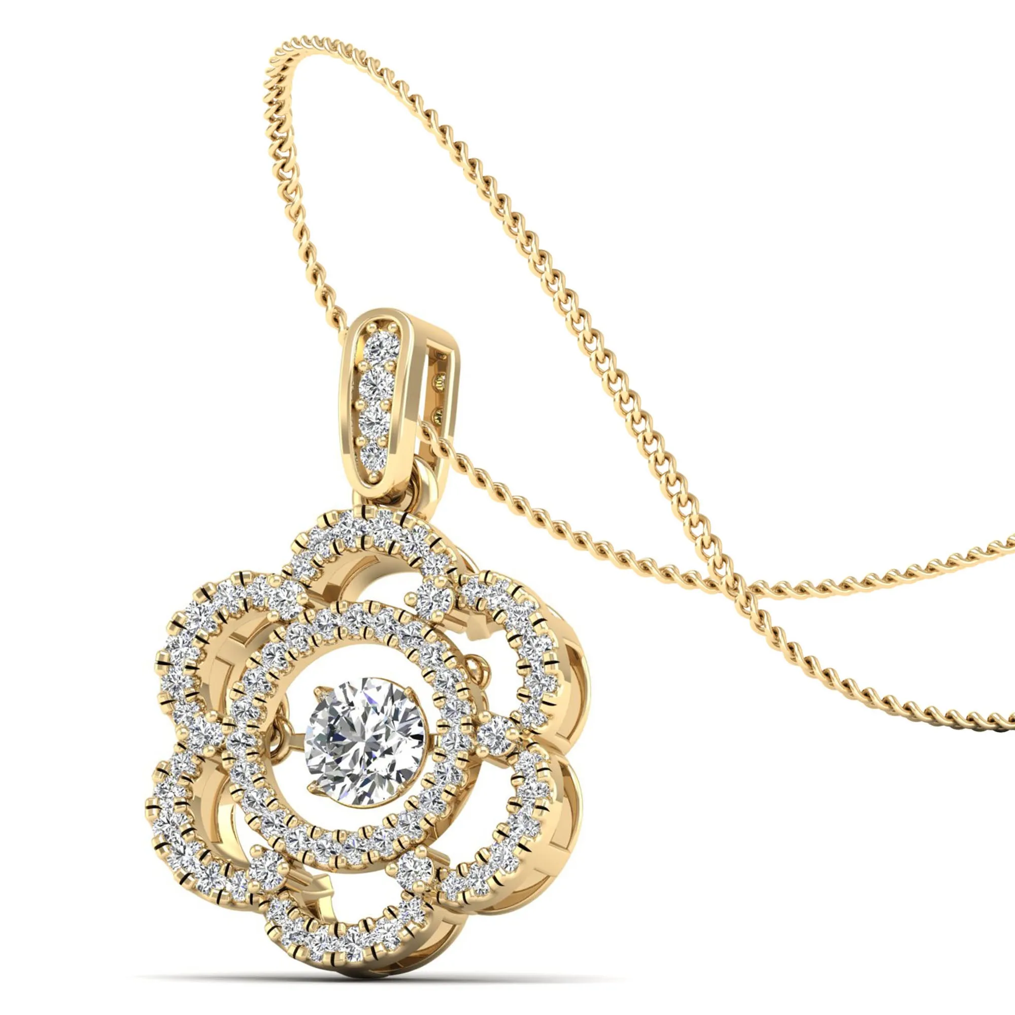 Floral Infinity Dancing Diamond Pendant