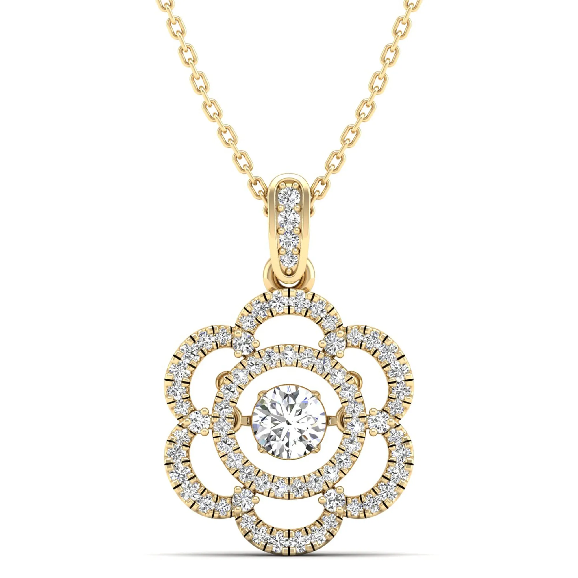 Floral Infinity Dancing Diamond Pendant