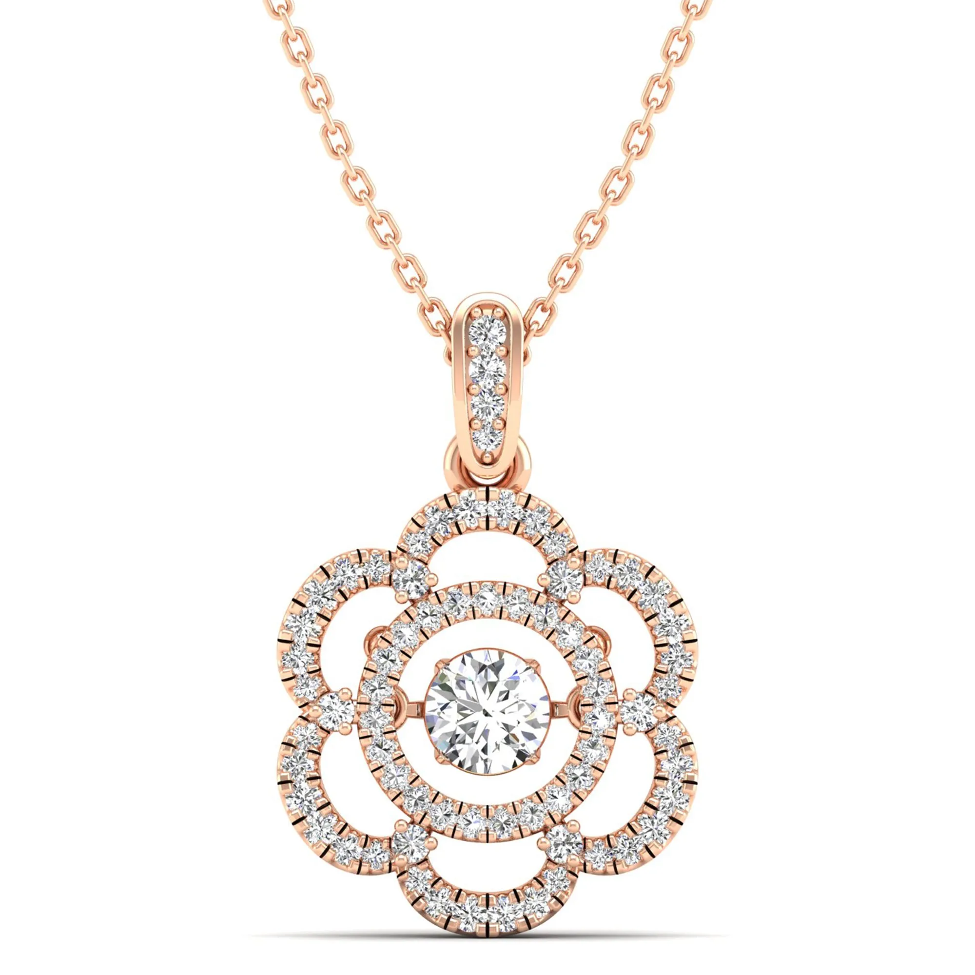 Floral Infinity Dancing Diamond Pendant