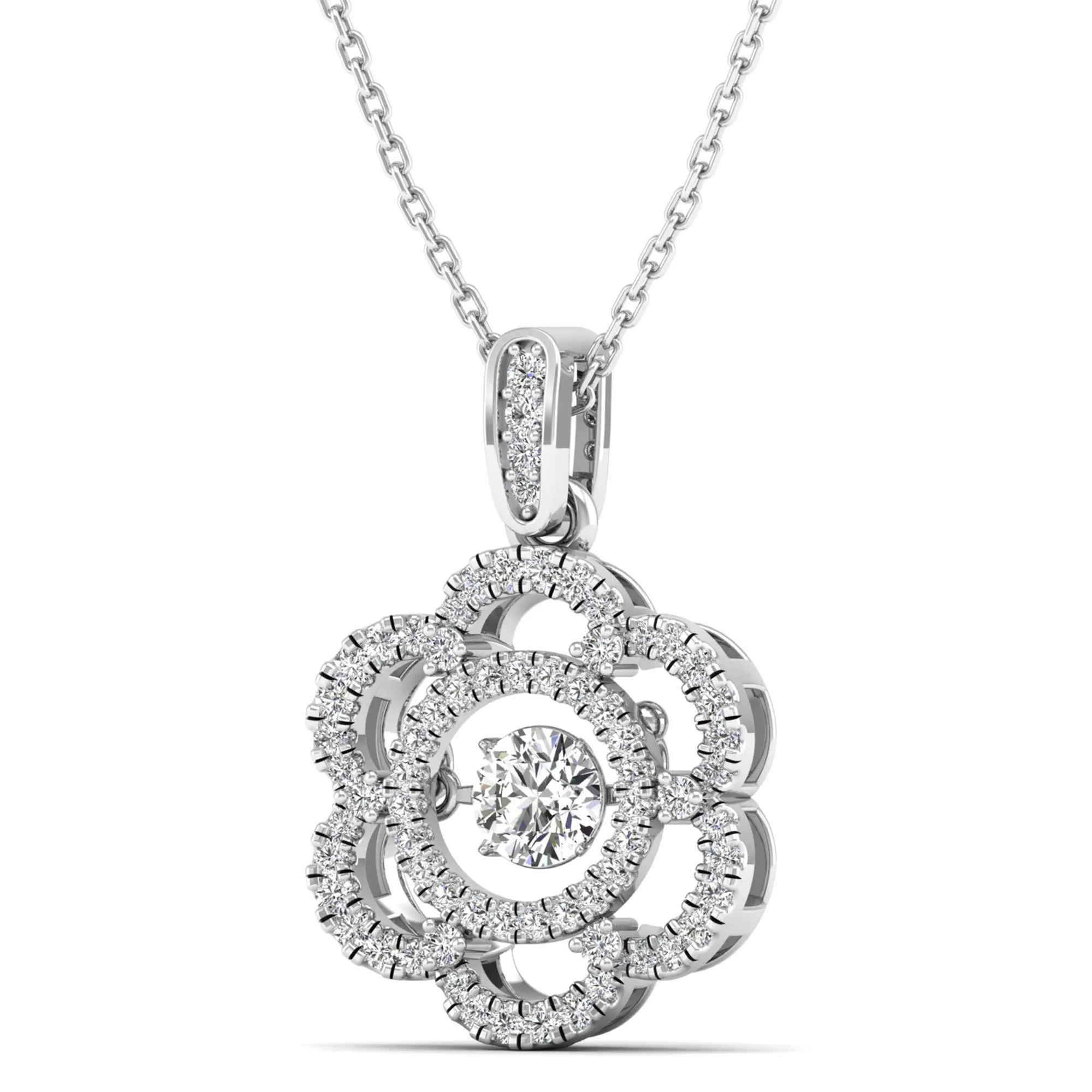 Floral Infinity Dancing Diamond Pendant