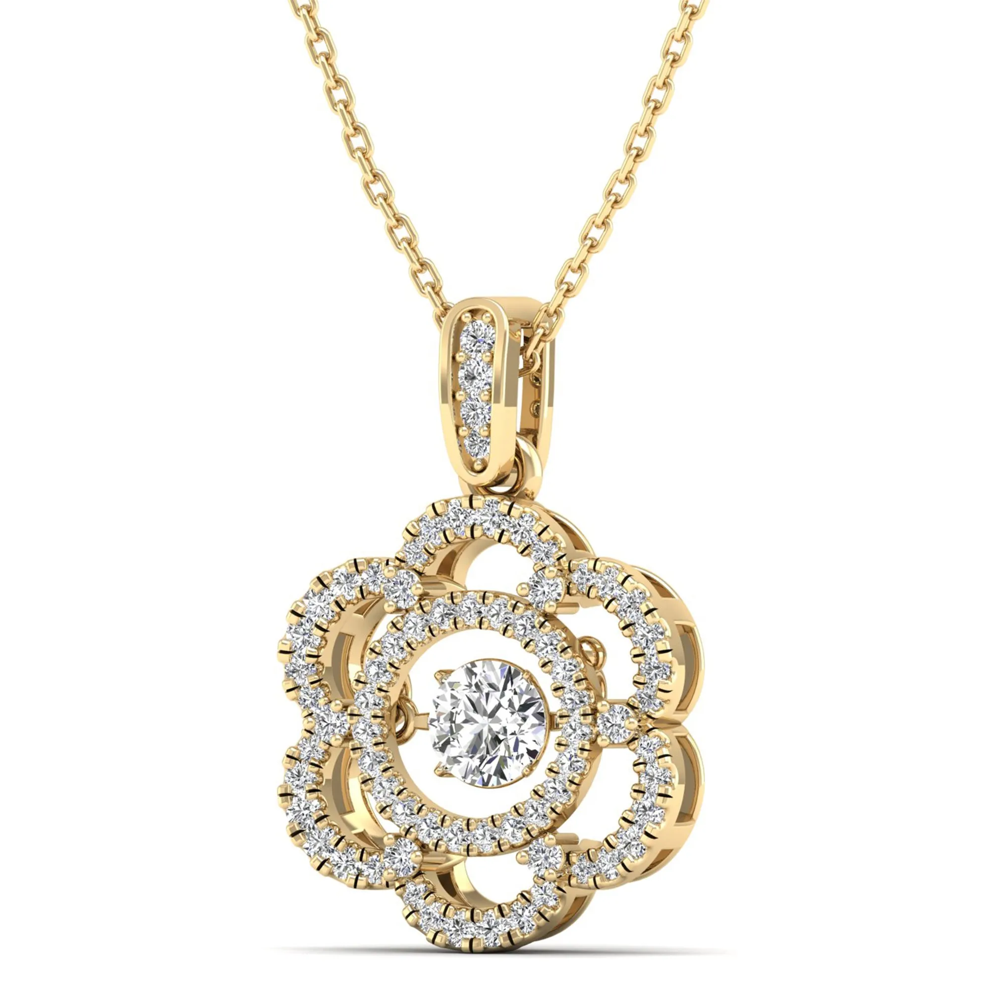 Floral Infinity Dancing Diamond Pendant