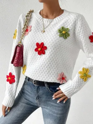 Floral Jacquard Knitted Sweater