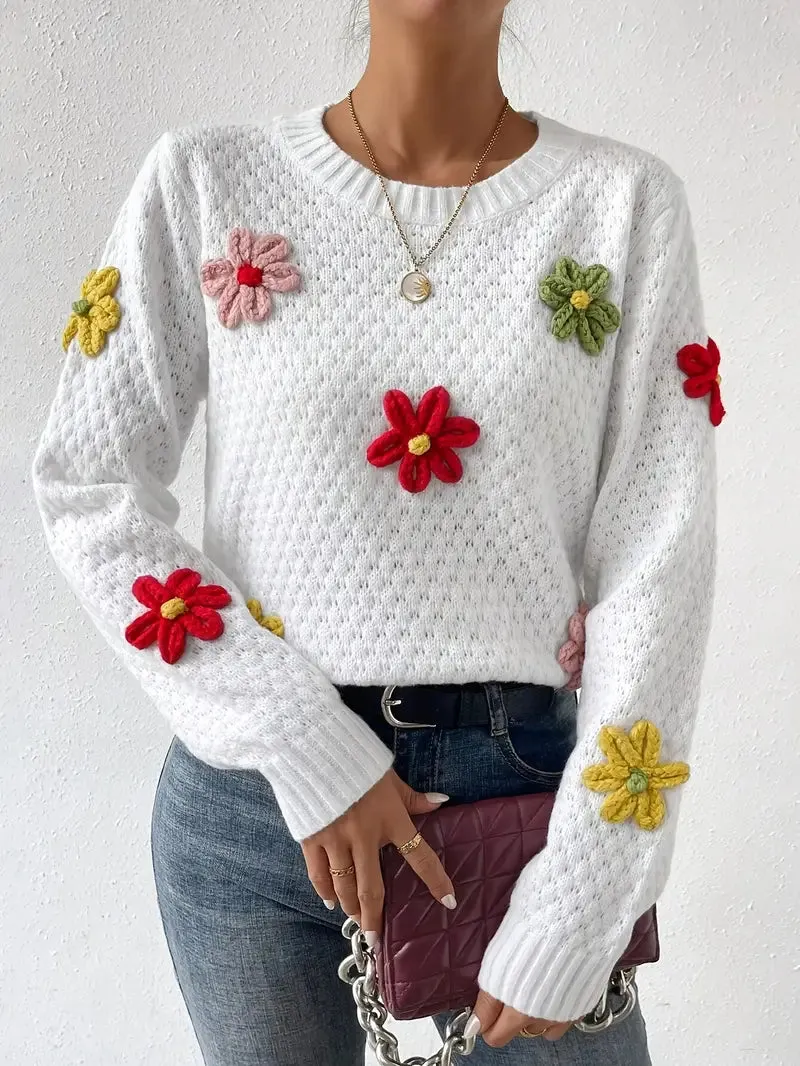 Floral Jacquard Knitted Sweater