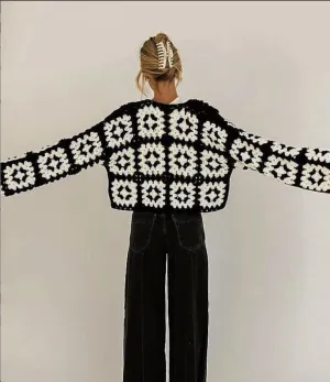 Flower Square Crochet Cardigan