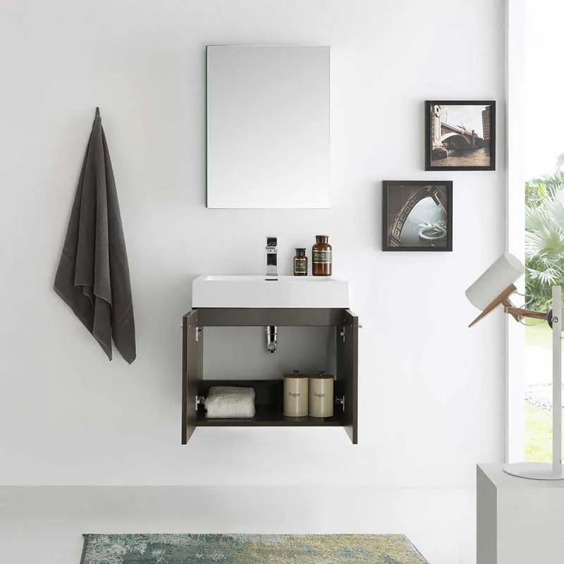 Fresca Alto 23" Gray Oak Wall Hung Modern Bathroom Vanity with Medicine Cabinet