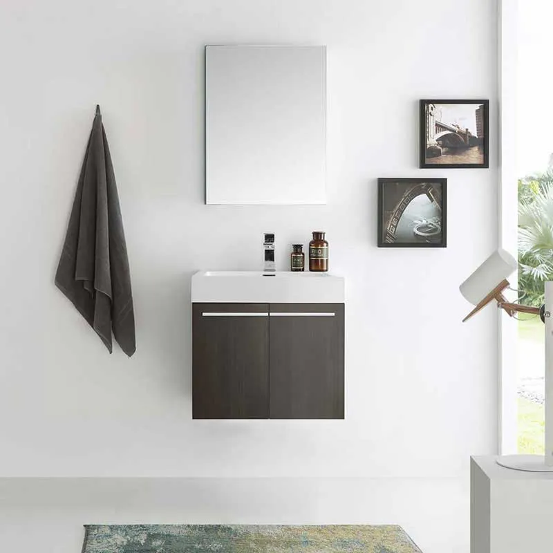 Fresca Alto 23" Gray Oak Wall Hung Modern Bathroom Vanity with Medicine Cabinet