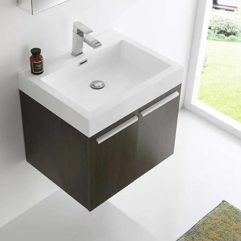 Fresca Alto 23" Gray Oak Wall Hung Modern Bathroom Vanity with Medicine Cabinet