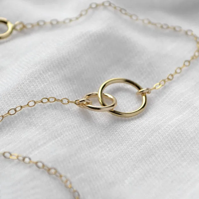 Friendship Bracelet Double Circle on Silver Cable Chain
