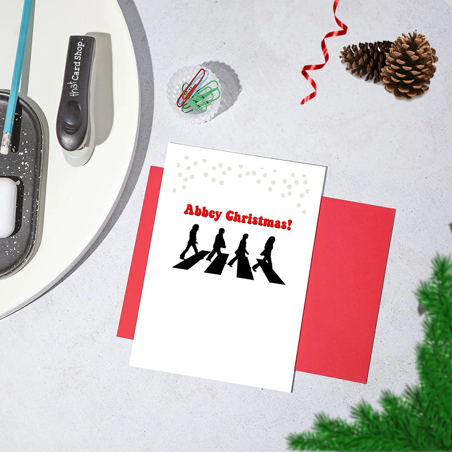 Funny Beatles Christmas Card - Abbey Xmas!