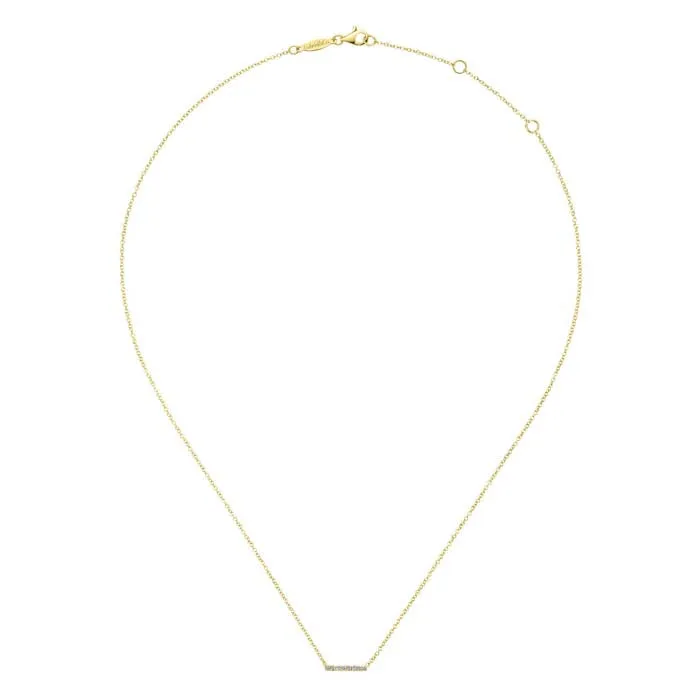 Gabriel & Co. Petite Pavé Diamond Bar Necklace in 14K Yellow Gold