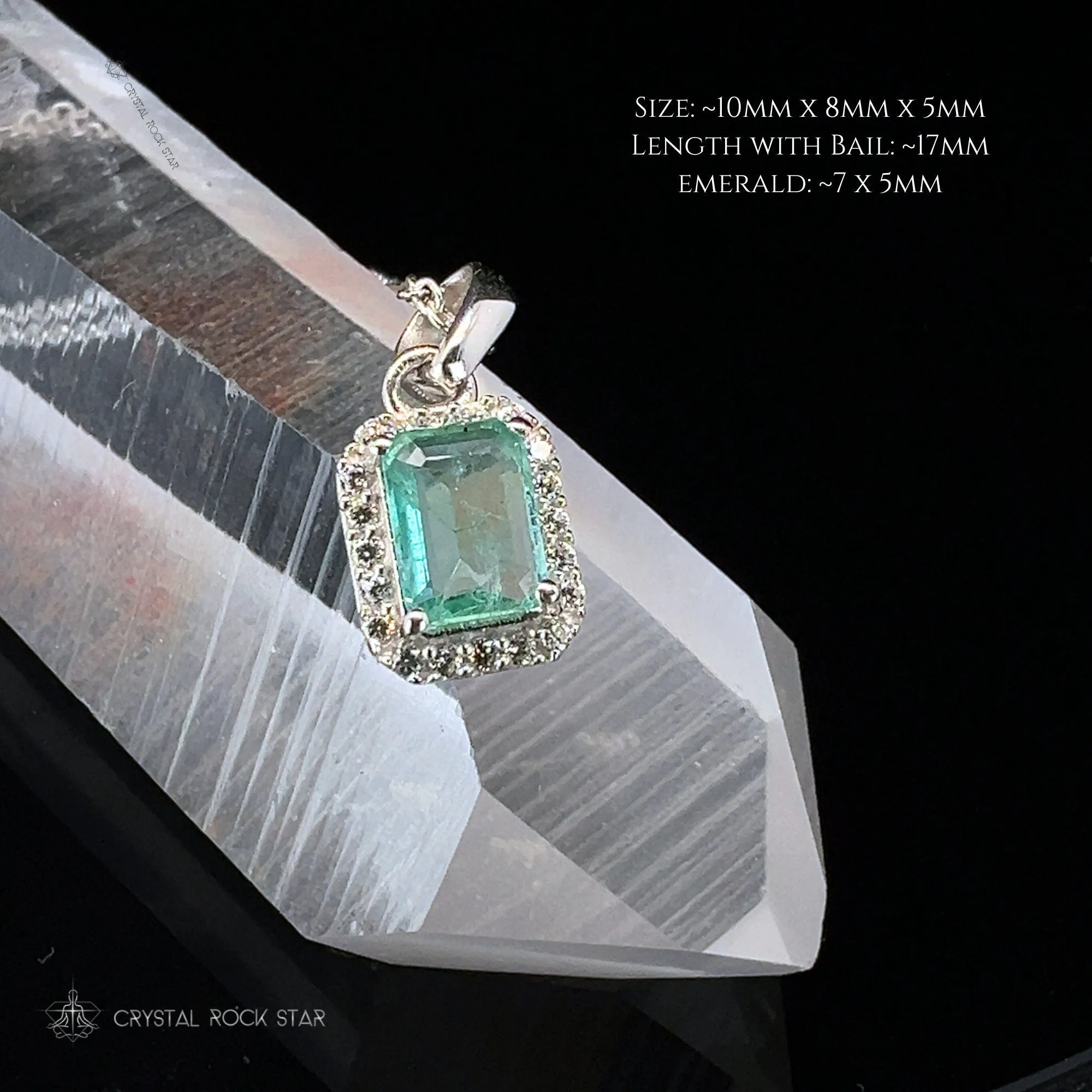 Genuine Emerald Cut Sterling Silver Necklace