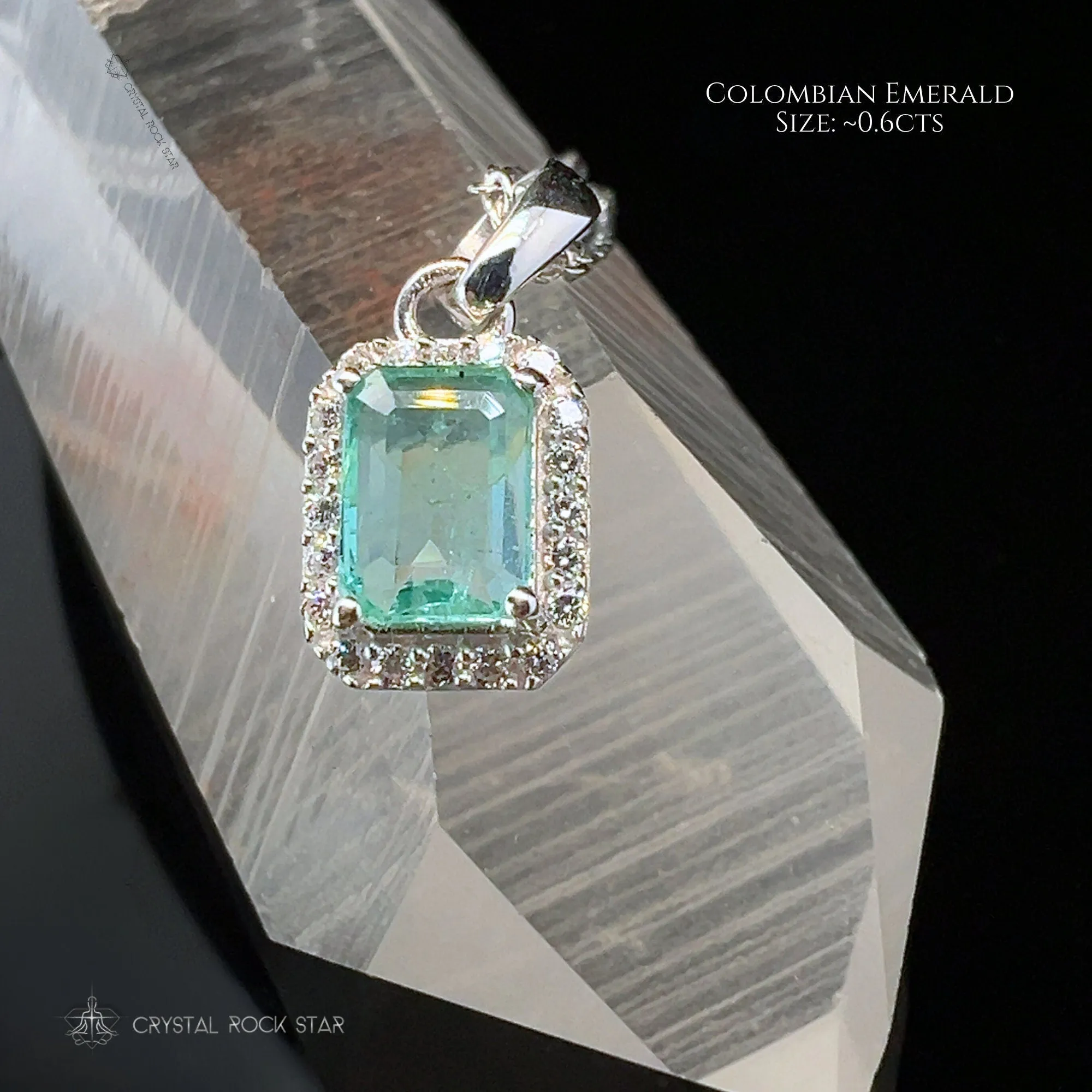 Genuine Emerald Cut Sterling Silver Necklace