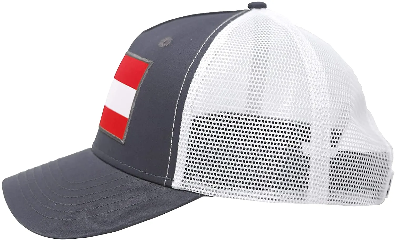 Georgia Flag Trucker Baseball Snapback Hat (Grey White) - International Tie