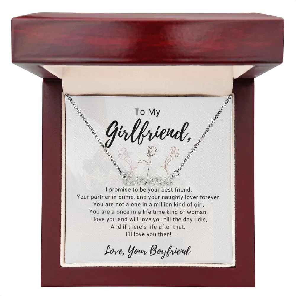Girlfriend Name Necklace-Once in a lifetime