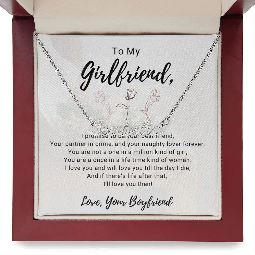 Girlfriend Name Necklace-Once in a lifetime