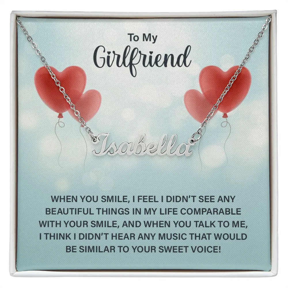 Girlfriend Name Necklace-When you smile